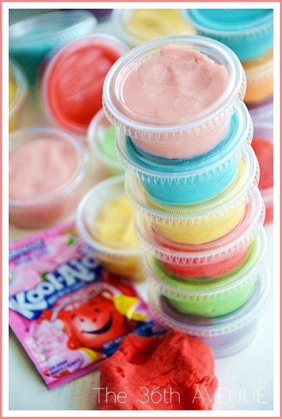 Homemade Kool-Aid Playdough Recipe. Kids love this stuff! #kids the36thavenue.com