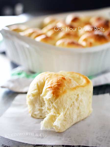One Hour Dinner Rolls are made with this easy yeast rolls recipe. Buttery, soft, fluffy dinner rolls are undeniably delicious & literally, take just 60 minutes to make! My favorite roll recipe ever! The perfect recipe for holidays & gatherings.