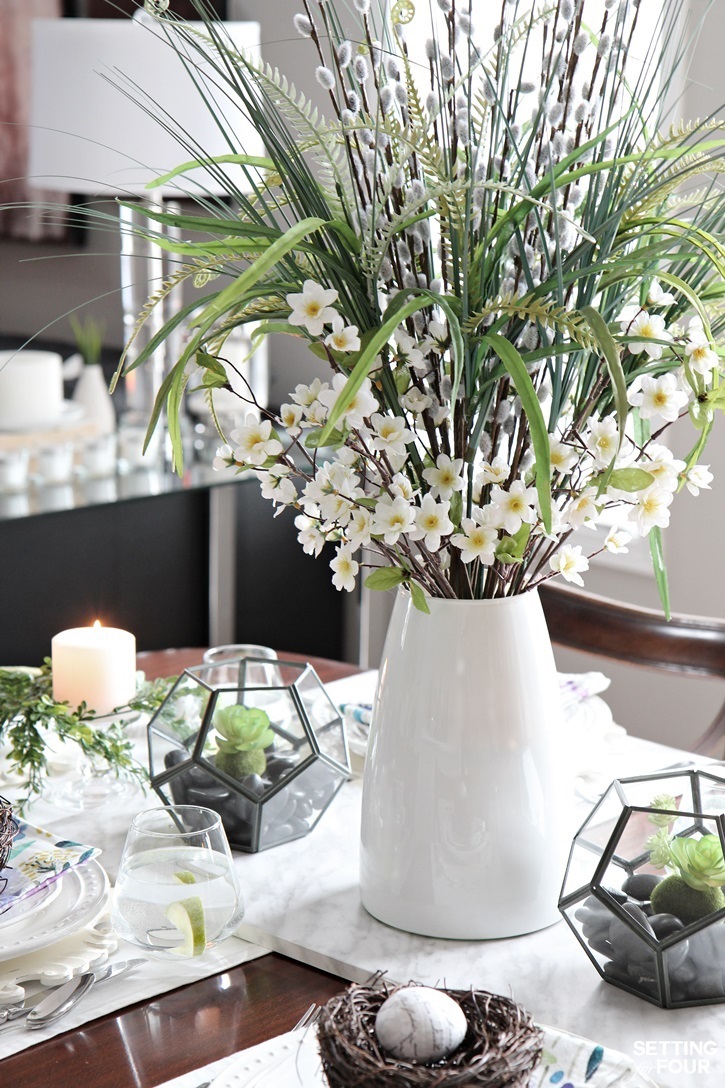 Spring Fern Centerpiece idea: Are you craving a cheery Springtime feeling for your home right now? See these 10 minute decor ideas to transition your home for Springtime!