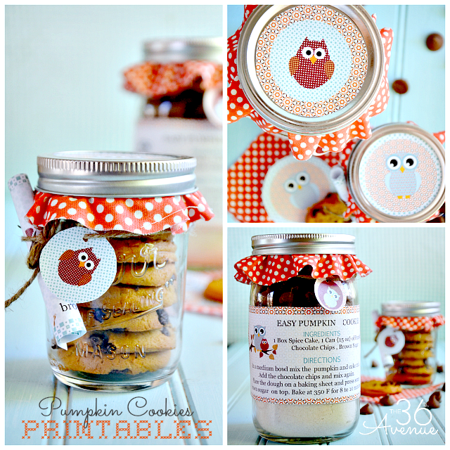 Such a cute gift idea! Pumpkin Cookie Recipe and Free Printable at the36thavenue.com